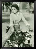 Affiche représentant une étoile italienne sur une moto Gilera de 1952 Estampe encadrée