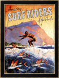 Amazing Surfriders of the Pacific Framed Giclee Print