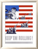 WWII, Keep 'Em Rolling Lámina giclée enmarcada
