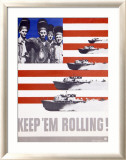 WWII, Keep 'Em Rolling PT Boat Lámina giclée enmarcada