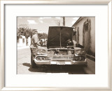Two Men Working on Car Affiche par Nelson Figueredo
