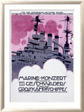 WWI, German Kriegsmarine Destroyer Gerahmter Giclée-Druck