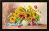 Mohn und Sonnenblumen Poster by E. Kruger