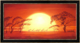 Sunrise with Giraffes Affiches par Leon Wells