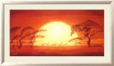 Sunrise with Giraffes Art by Leon Wells