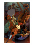 Quintet de jazz reproduction procédé giclée par Justin Bua