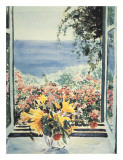 Yellow Flowers In Window Prints by Charles Penny
