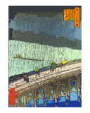 O-Hashi (Big Bridge) at Atake in Summer Shower Giclee Print by Hiroshige II 