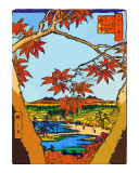 Red leaves at mama Stampa giclée di Hiroshige II