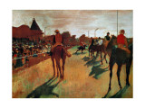 Caballos de carreras pasando ante las gradas Lámina giclée por Edgar Degas