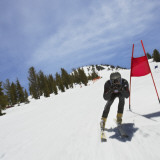 Skier in Slalom Ski Race (Blurred Motion) Photographic Print by Mike Powell