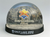 Figurines of 2002 Winter Olympics in a Snow Globe Photographic Print