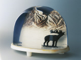 Close-Up of a Figurine of an Elk in a Snow Globe Photographic Print