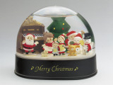 Close-Up of a Figurine of a Santa Claus with a Family in a Snow Globe Photographic Print