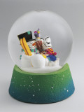 Close-Up of a Snowman and a Mouse in a Snow Globe Photographic Print