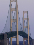 Michigan, Saint Ignace, the Mackinac Bridge Catches the Last Sunlight of the Day Photographic Print by Bruce Edwards