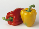 Close-Up of Yellow Bell Peppers and Red Bell Peppers Photographic Print