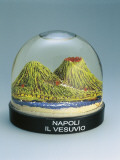 Close-Up of Figurines of Mt Vesuvius in a Snow Globe Photographic Print