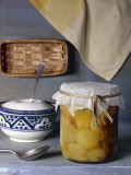 Close-Up of a Jar of Plums in Syrup Photographic Print by N. Chasseriau