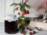 Close-Up of a Jar of Sour Cherry Jam Photographic Print by N. Chasseriau