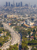 View over Hollywood and Downtown Los Angeles Photographic Print by Geoffrey George
