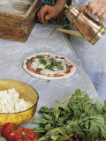 High Angle View of a Chef Making Pizza Photographic Print by G. Cigolini