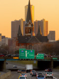 Church and Renaissance Center Aligned, Detroit Photographic Print by Geoffrey George