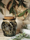 Close-Up of Dried Sage Leaves in a Jar Photographic Print by N. Chasseriau