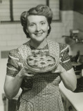 Portrait of Mature Woman Holding Pie Photographic Print by George Marks