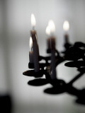 Candles in a Big, Metal Candle Holder Photographic Print