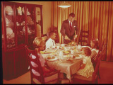Family Sitting Down Thanksgiving Dinner Photographic Print by Lambert 