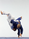 Judo, Male Performing Ippon Against Opponent Fotografie-Druck