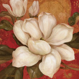 Magnolia on Red I Poster von Pamela Gladding
