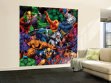 Marvel Heroes: X-Men, Hulk, Spider-Man, Fantastic Four, Daredevil and More, Pattern Wall Mural – Large