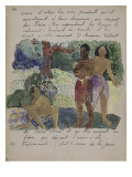 Album ancien culte Mahori :Texte manuscrit en langue française & illustrations Mahorie : 3 personna reproduction procédé giclée par Paul Gauguin