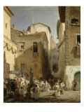Une fête à Genazzano (Etats romains) Lámina giclée por Oswald Achenbach