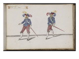 Album ; Ballet du Chasteau de Bicêtre ; "Entrée des Braves"; deux figures Reproduction procédé giclée par Daniel Rabel