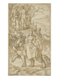 Angel Pointing to St. John the Prostitute of Babylon Giclee Print by Martin de Vos