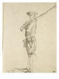 Album Dummy: an Infantry Soldier, Rifle on Shoulder Giclee Print by Augustin De Saint-aubin