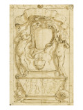 A Tomb in Which Two Naked Children Support a Shield reproduction procédé giclée par Alessandro Algardi
