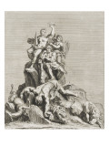 " Recueil de divers dessins de Fontaines et de Frises maritimes Reproduction procédé giclée par Jean Audran