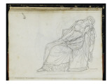 Album : jeune femme assise dans un fauteuil, évanouie reproduction procédé giclée par Jacques-Louis David