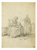 Album Dummy: Woman Sitting Giving Porridge to a Child Giclee Print by Augustin De Saint-aubin