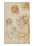 Un homme debout et cinq têtes d'hommes de profil ou de dos Giclee Print by Matteo Rosselli