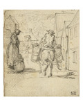 Album Dummy: Male Back on a Donkey, Woman and Child Giclee Print by Augustin De Saint-aubin