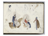 Album du voyage en Afrique du Nord : étude de cavaliers et de personnages arabes Reproduction procédé giclée par Eugene Delacroix