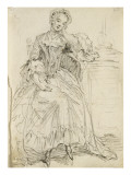 Album Dummy: Young Woman Sitting at a Table Leaning Giclee Print by Augustin De Saint-aubin