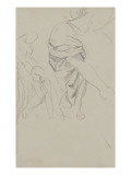 Femme debout nue amorçant un mouvement de recul, femme à mi-corps bras tendu vers le bas de profil Lámina giclée por Gustave Moreau