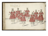Album ; Ballet de la Douairière de Billebahaut ; "Entrée des Sultanes "; huit figures de femmes reproduction procédé giclée par Daniel Rabel