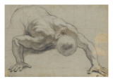 Un homme renversé la face contre terre, s'appuyant sur les deux mains Reproduction procédé giclée par Antoine Coypel